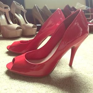 Hot Red open toe Steve Madden Jaidde heels